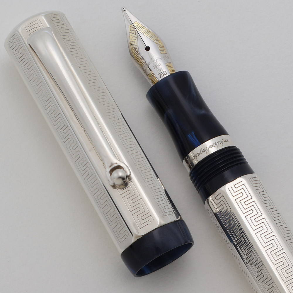 Montegrappa Privilege Deco Fountain Pen - Sterling Silver w Greek